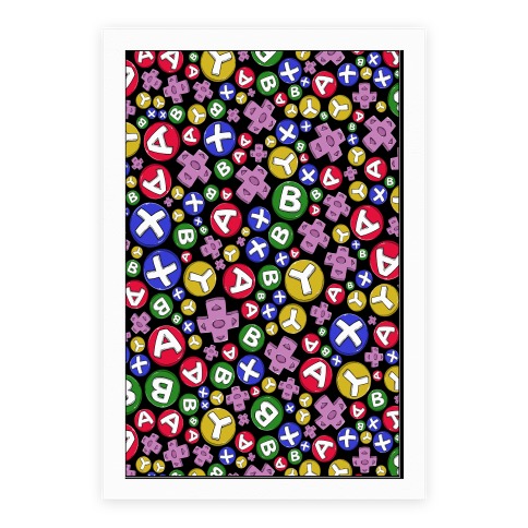 Video Game Controller Buttons Pattern Poster