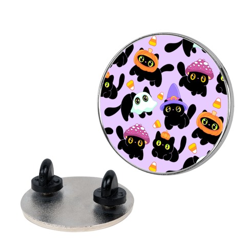 Spooky Black Cats Pattern Pin