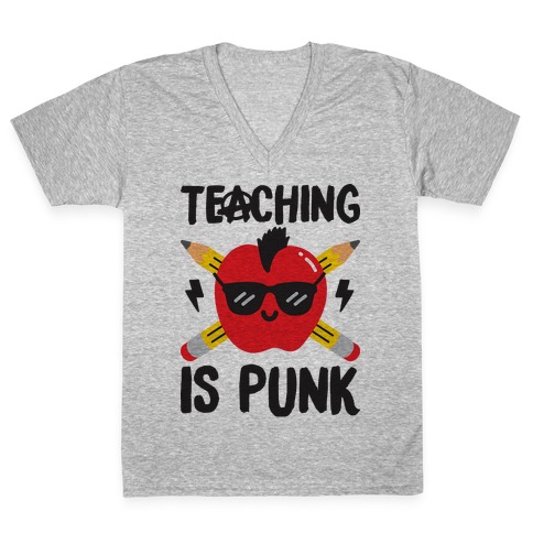 Teaching Is Punk V-Neck Tee Shirt