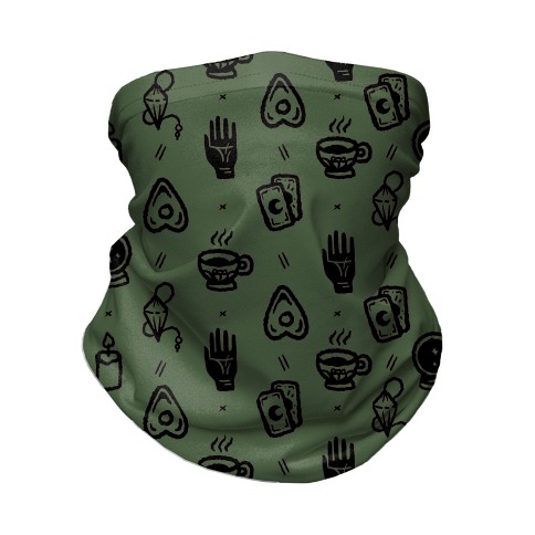 Tools of Divination Pattern Chive Green Neck Gaiter