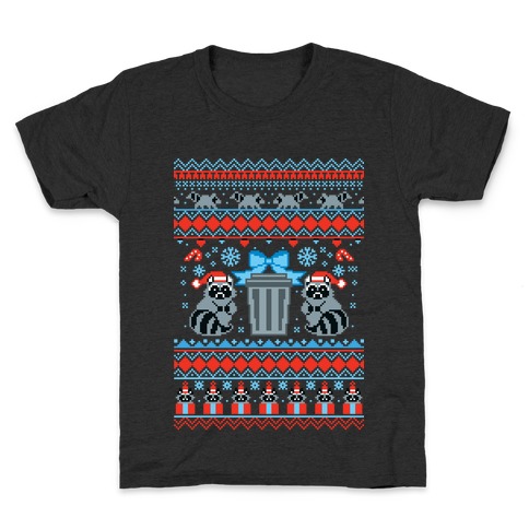 Raccoon Ugly Christmas Sweater Kids T-Shirt