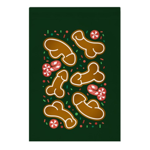 Gingerbread and Candy Cane Penises Garden Flag