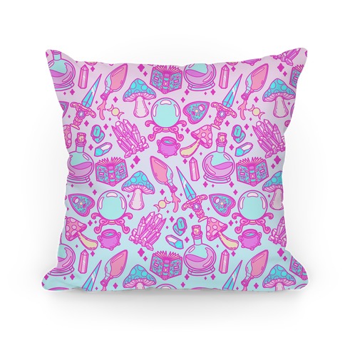 Pastel Goth Witch Pattern Pillow