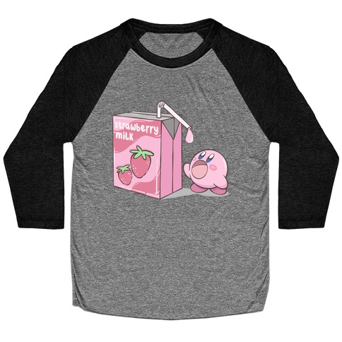 Strawberry Milk Kirby Parody Baseball Tee