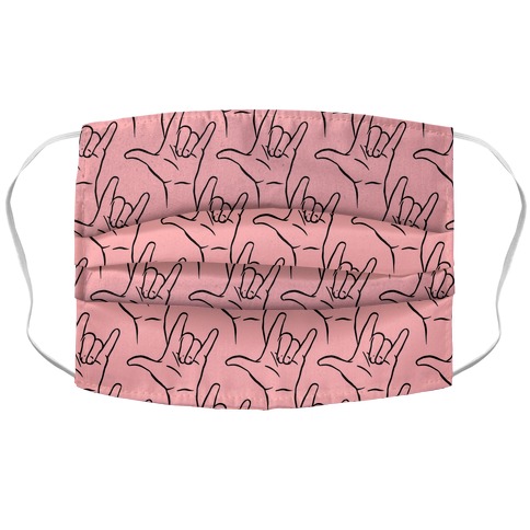 Love Hand Sign Pattern Pink Accordion Face Mask