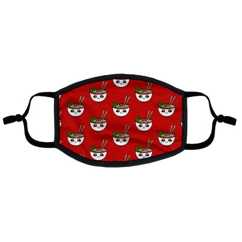 Happy Bowl Of Pho Pattern Red Flat Face Mask