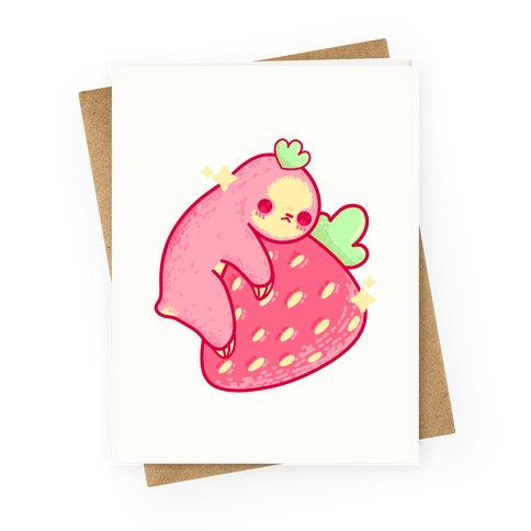 Strawberry Sloth Pattern Greeting Card