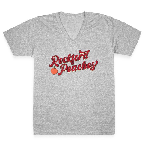 Rockford Peaches Script V-Neck Tee Shirt