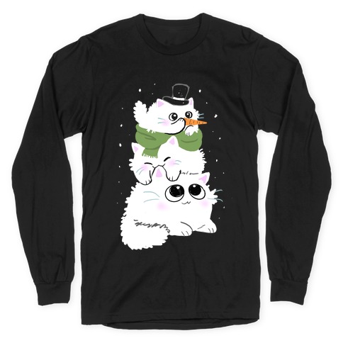 Cat Stack Snowman Long Sleeve T-Shirt
