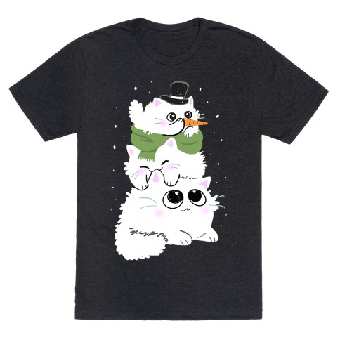 Cat Stack Snowman T-Shirt