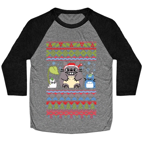 Totoro Ugly Christmas Sweater Baseball Tee