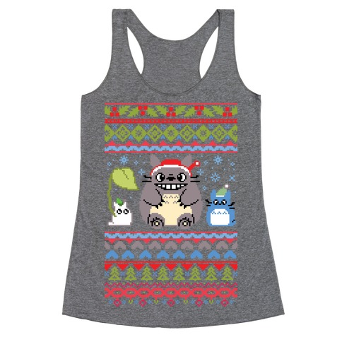 Totoro Ugly Christmas Sweater Racerback Tank Top