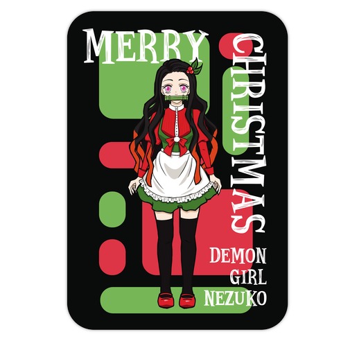Merry Christmas Demon Girl Nezuko Die Cut Sticker