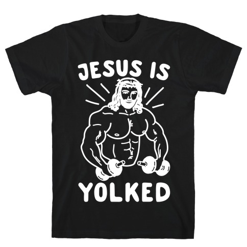 Jesus is Yolked White Print T-Shirt