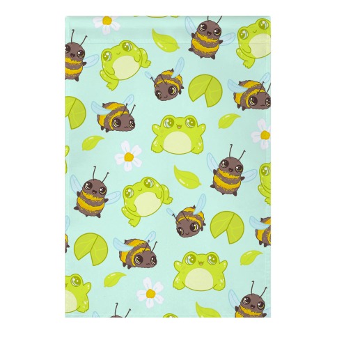 Cute Bees and Frogs Pattern Garden Flag