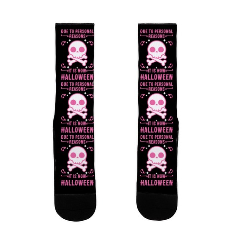 Due To Personal Reasons It Is Now Halloween Skull (Pink) Sock