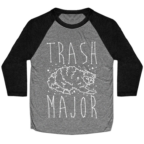 Trash Major Raccoon Constellation Parody White Print Baseball Tee