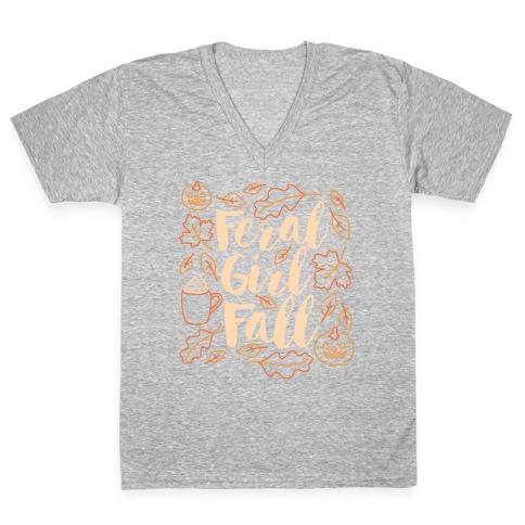 Basic Feral Girl Fall V-Neck Tee Shirt