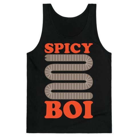 Spicy Boi Worm Parody White Print Tank Top
