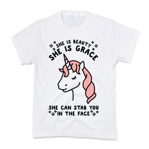 She Is Beauty She Is Grace She Can Stab You In The Face Kids T-Shirt