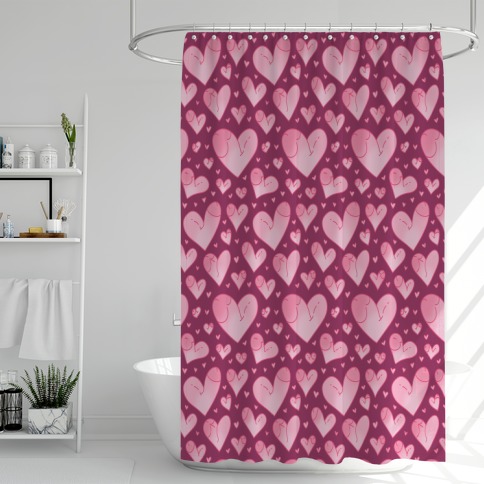 Penis Hearts Pattern Shower Curtain