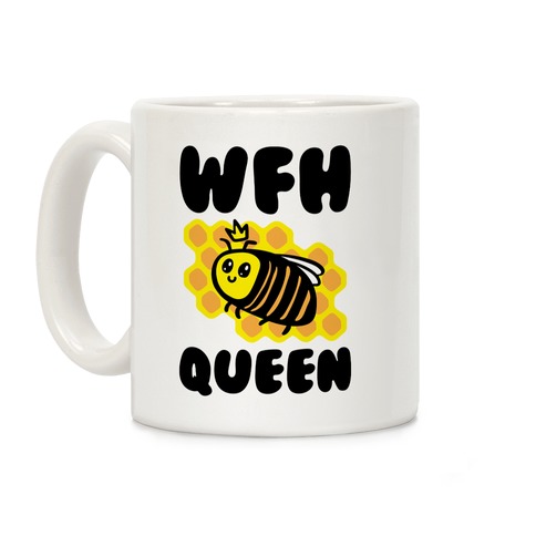 WFH Queen White Print Coffee Mug