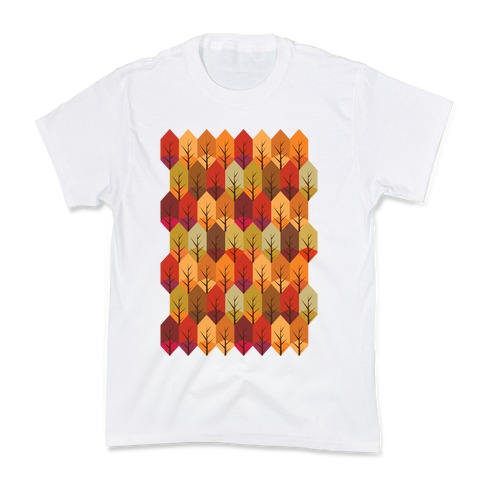 Geometric Fall Leaf Pattern Kids T-Shirt