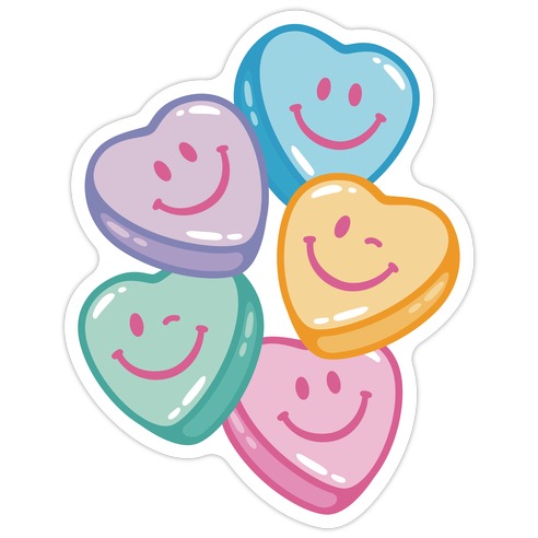 Smiley Candy Hearts Die Cut Sticker