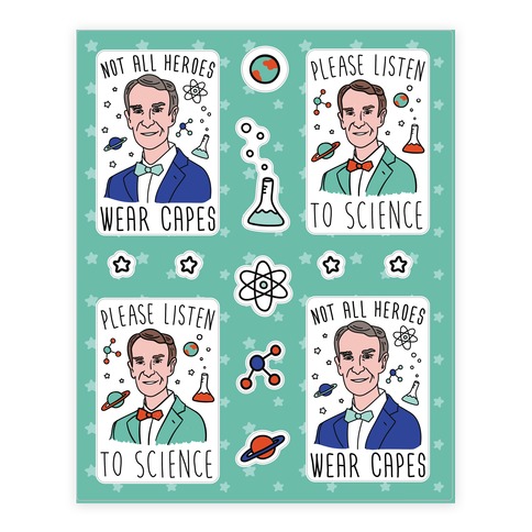 Please Listen To Science - Bill Nye Stickers and Decal Sheet