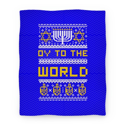 Oy To The World Ugly Sweater Blanket