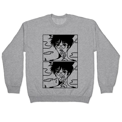 Anime Guy Eating a Leaf Pullover