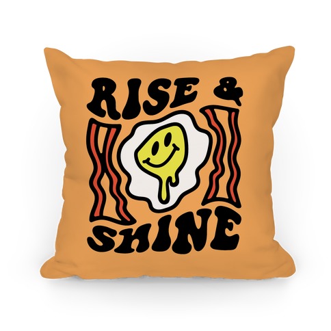 Rise And Shine Smiley Face Groovy Aesthetic Pillow