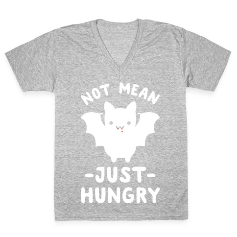 Not Mean Just Hungry Bat V-Neck Tee Shirt