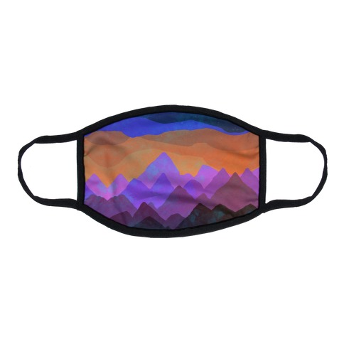 Abstract Mountain Sunset Flat Face Mask