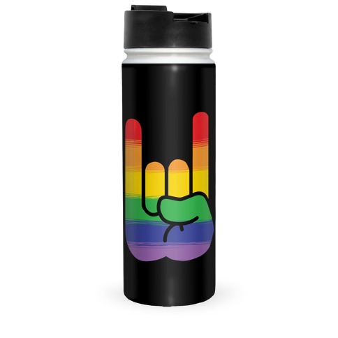 Rock On Gay Pride Travel Mug