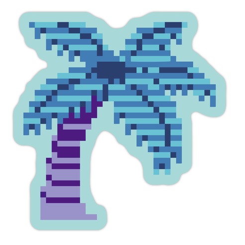8-Bit Vaporwave Palm Tree Die Cut Sticker