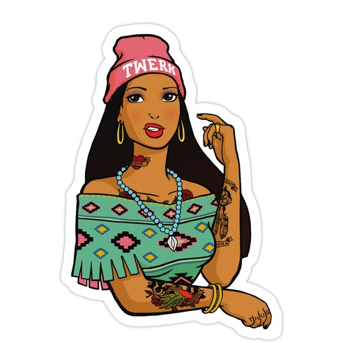 Hipster Pocahontas Die Cut Sticker