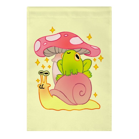 Cute Snail & Frog Garden Flag