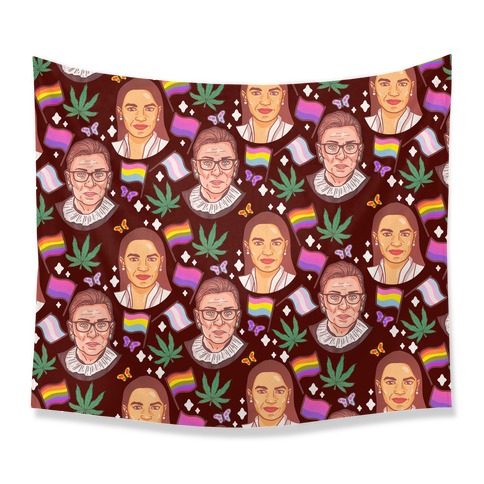 AOC, RGB, Weed, Pride, and Butterflies Pattern Tapestry