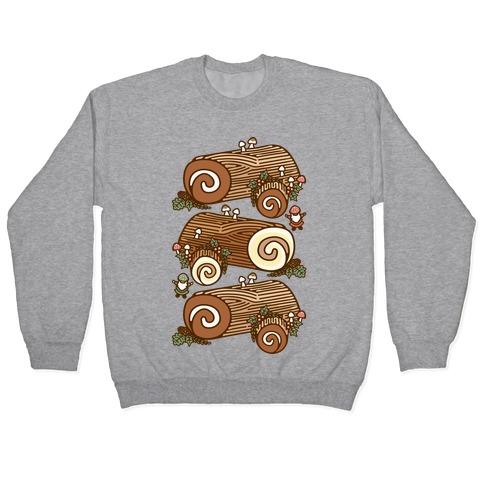 Holiday Yule Logs White Print Pullover