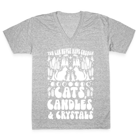 You Can Never Have Enough Cats, Candles, and Crystals V-Neck Tee Shirt