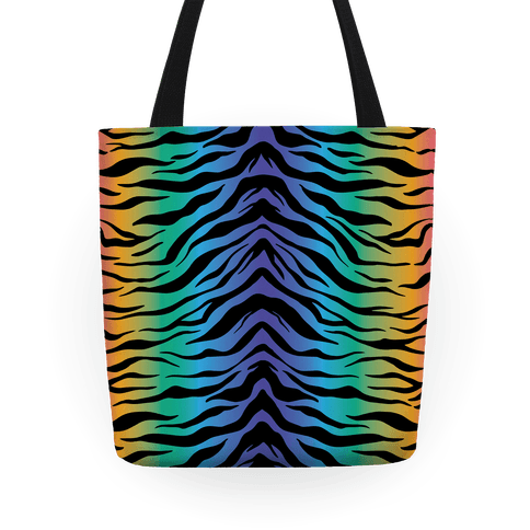 Tiger Stripe Rainbow 90s Pattern Totes | LookHUMAN