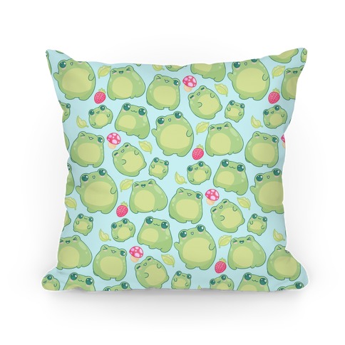 Kawaii Frogs Pattern Pillow