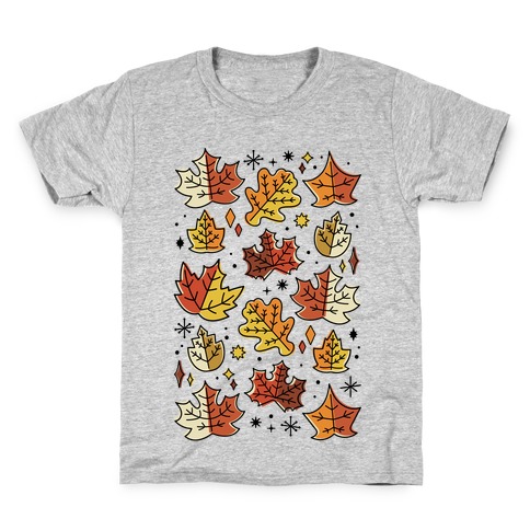 Mid Century Modern Fall Leaves Kids T-Shirt