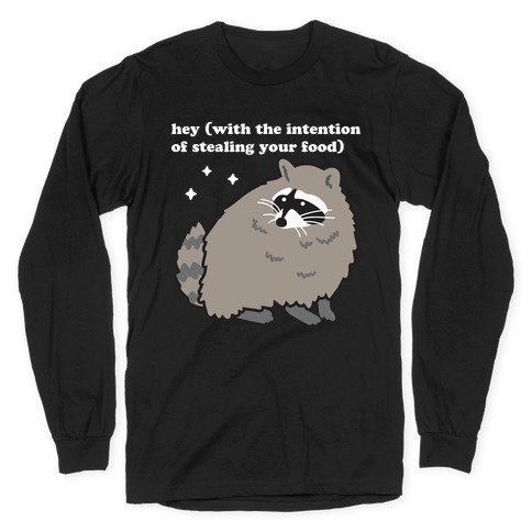 Hey (with the intention of stealing your food) Raccoon Long Sleeve T-Shirt