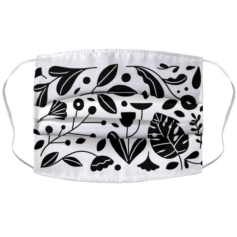 Black and White Plant Pattern Accordion Face Mask