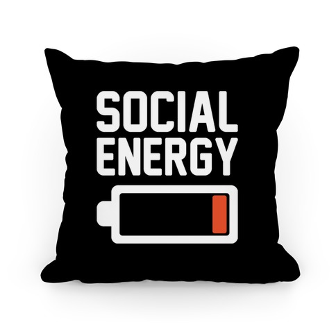 Social Energy Low White Print Pillow