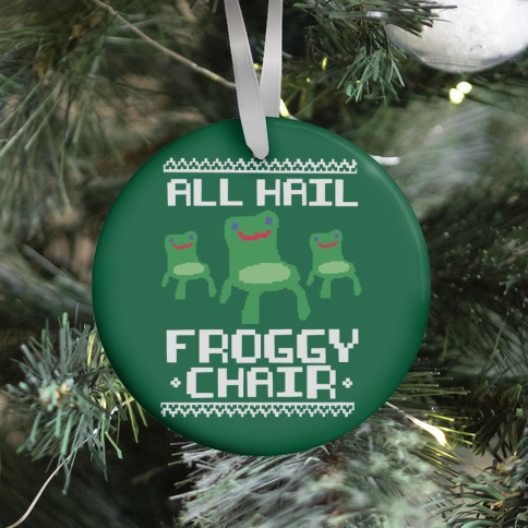 All Hail Froggy Chair Ugly Sweater Ornament