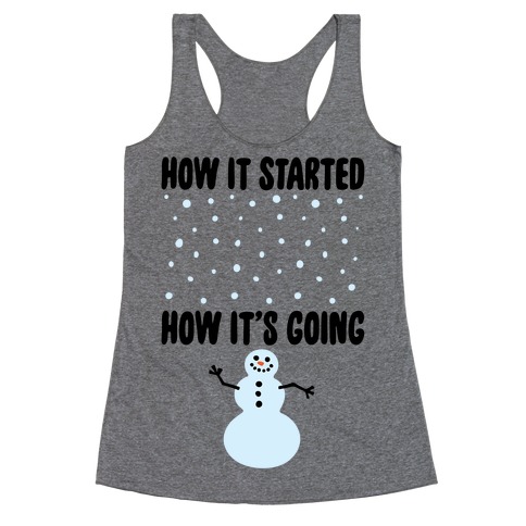 How It Started How It's Going Snowman Racerback Tank Top