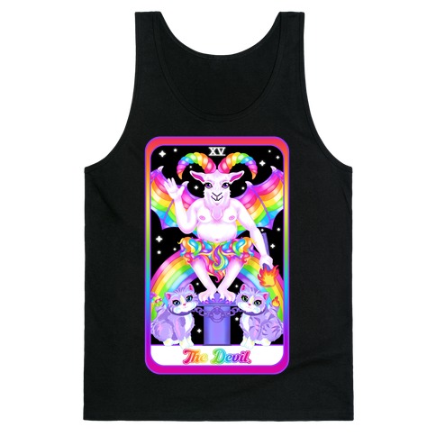 90s Neon Rainbow The Devil Tarot Tank Top